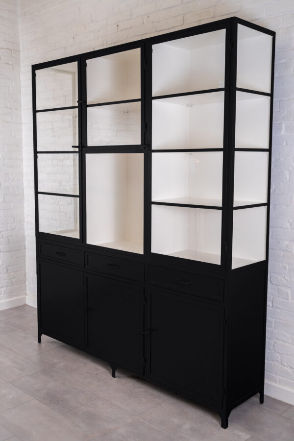 Glassed iron cabinet with 3 plus 3 doors and 3 drawers - Image 2